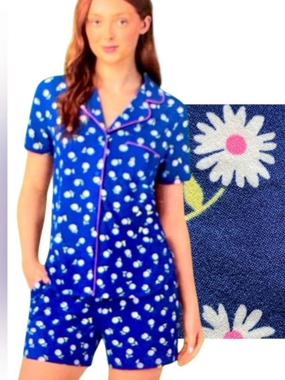 Kate Spade 2 Piece PJ Set with Daisy Pattern Medium